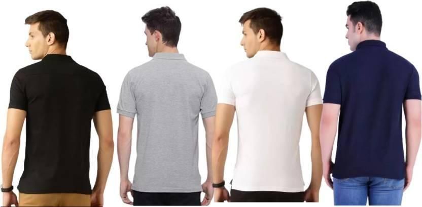 Polyester Solid Half Sleeves Polo T-Shirt Pack Of 4