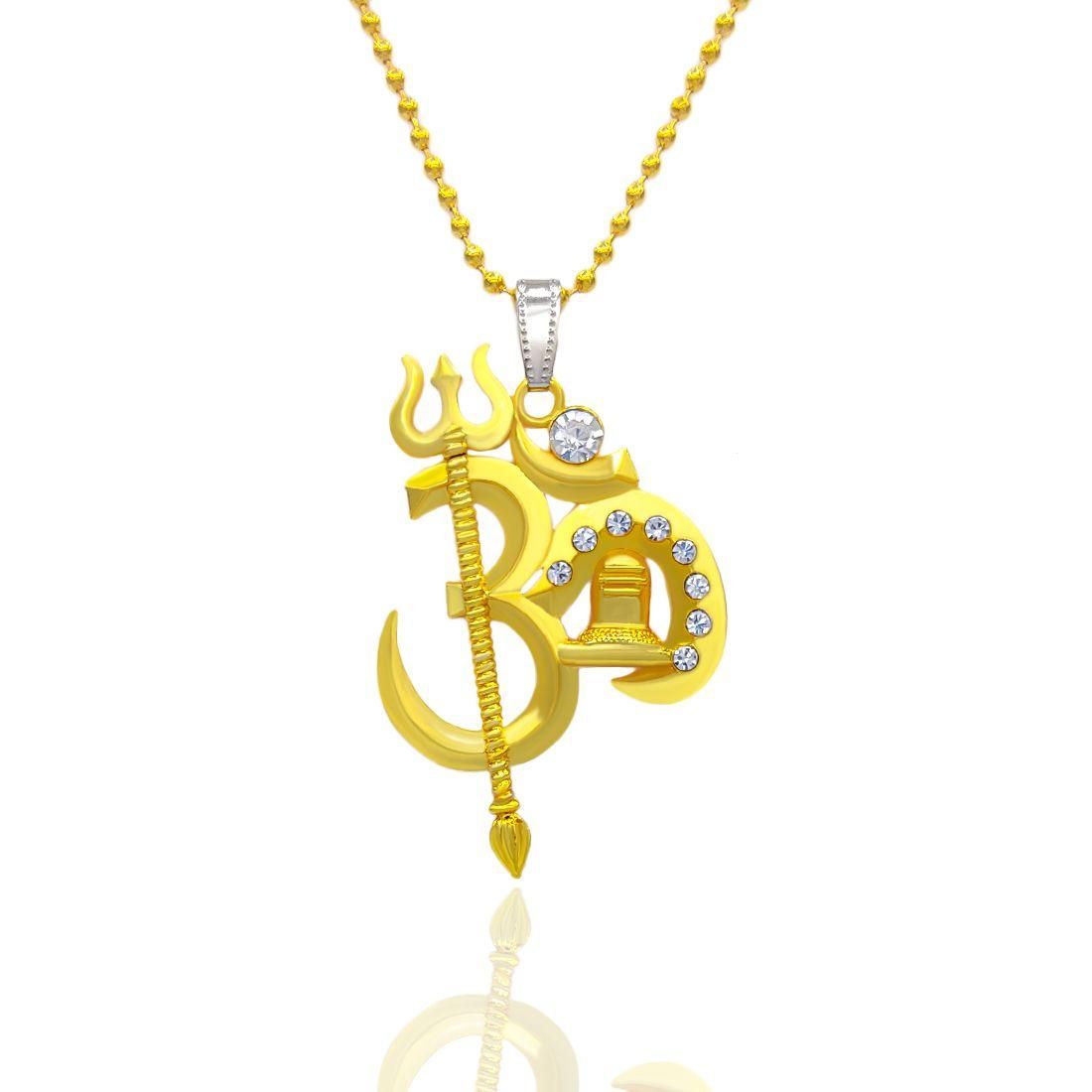 Traditional Gold Plated Temple Mens Pendant with Chain