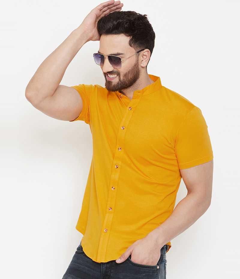 Cotton Blend Solid Half Sleeves Casual Shirt